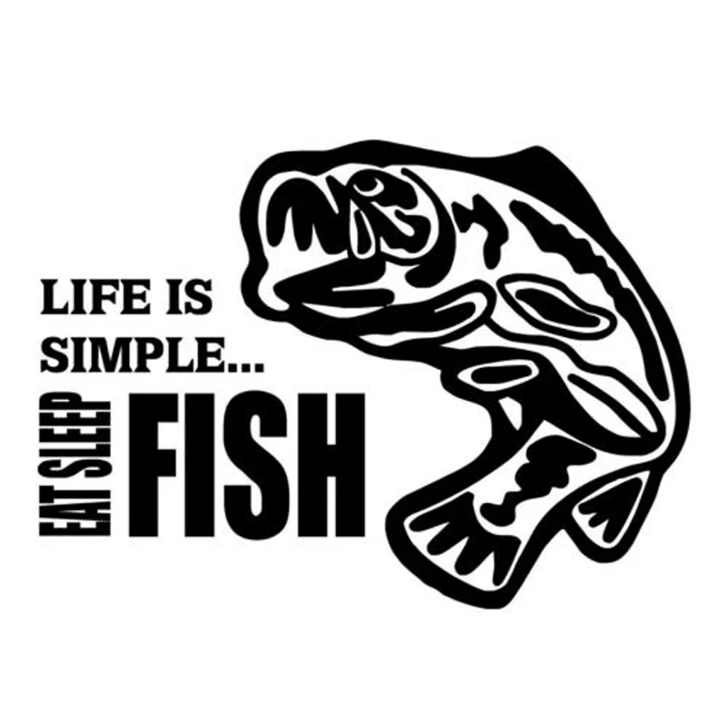 

35cm Life Is Simple Eat Sleep Fish Fashion Car Styling Decor Vinyl Car Sticker