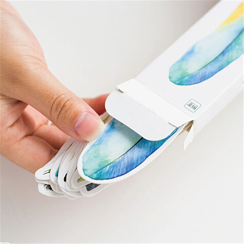 30 шт./лот цветная бумага с перьями Закладка канцелярские товары закладки