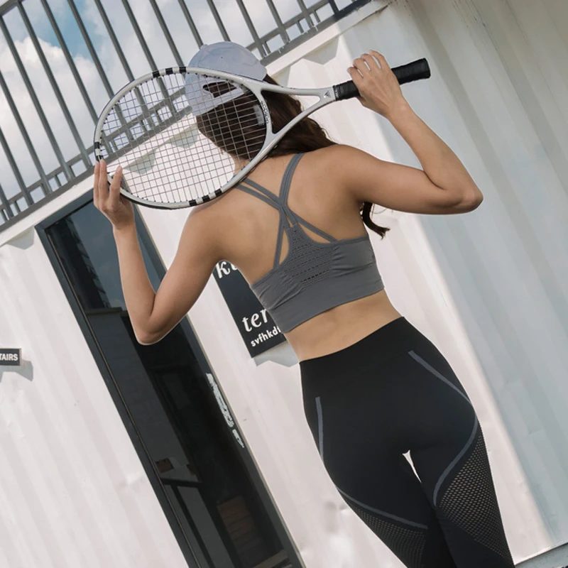 Women Euro-American GYM Beauty Back Sexy Sports Bra Y-Shaped Hollow Yoga Running Vest Shock-Proof Breathable Fitness Underwear