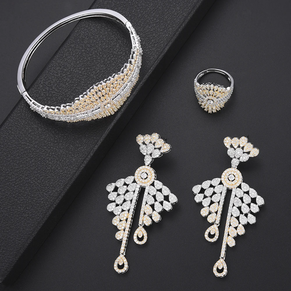 missvikki Design Fashion Collar Trendy Bangle Earrings Necklace Ring Jewelry Set Full Water Drop Shape Luxury Wedding | Украшения и