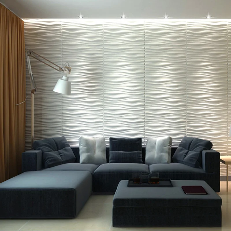 Art3d 3D Wall Panels Decorative Paintable Background Design  Pack of 6 Tiles 32 Sq Ft (Plant Fiber)
