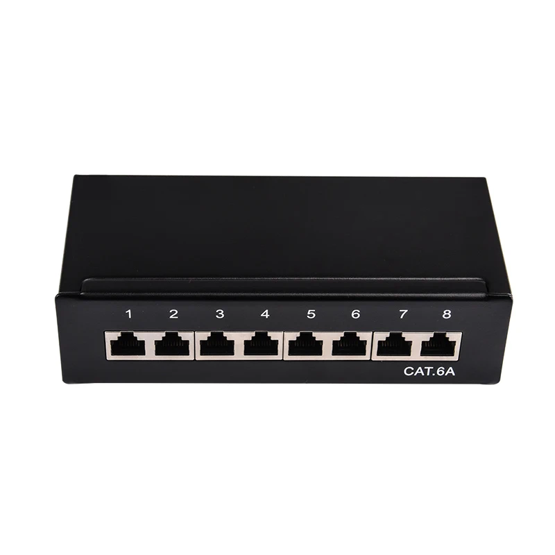 Настольная 8 портовая Панель Mini CAT 6A с полной защитой доступна для настенного