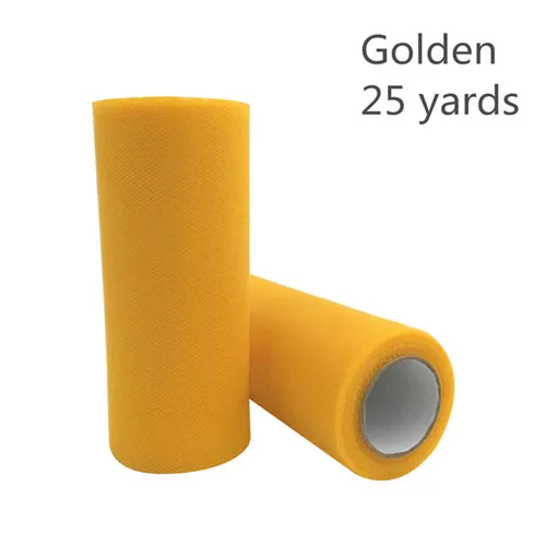 C06 Gold yellow 15 см 25 ярдов тюль рулон ткани катушки пачка вечерние упаковка для подарка на день рождения Свадебные украшения Рождественские сувениры события - Цвет: C06 Gold yellow