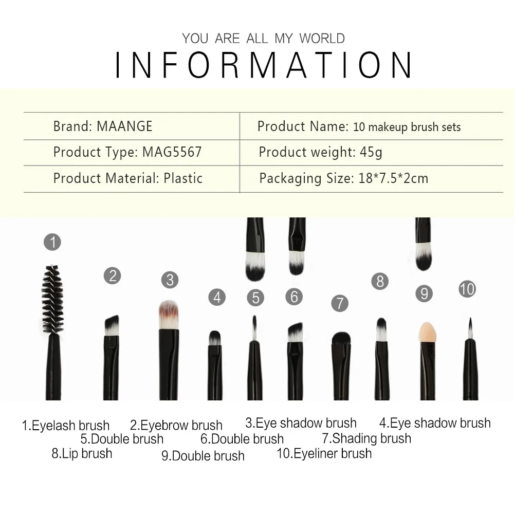 Набор кистей для макияжа 10 шт. Профессиональный набор brochas pinceaux maquillage туалетных