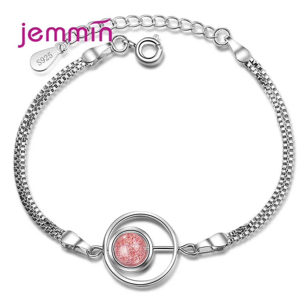 

Top Quality Luxury Women 925 Sterling Silver Star Chain Bracelets Jewelry Women Girls Gift Strawberry Crystal Charms Pulseira