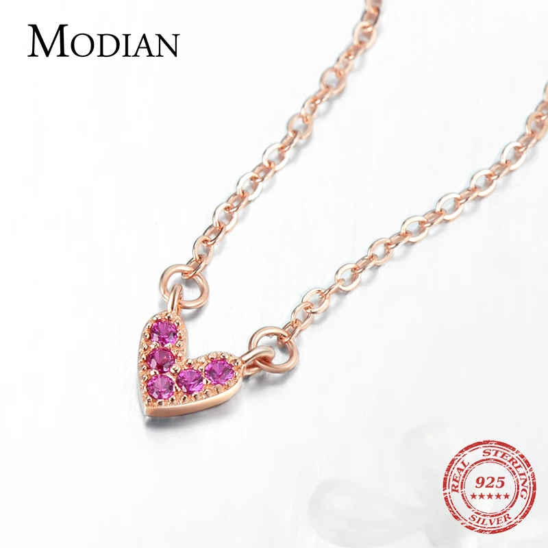 Modian 2019 новая распродажа 100% 925 стерлингового серебра розового сердца ожерелье