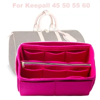 fits keepall 45 50 55 60 insert organizer purse handbag bag in bag 3mm premium felthandmade20 colorswdetachable zip pocket