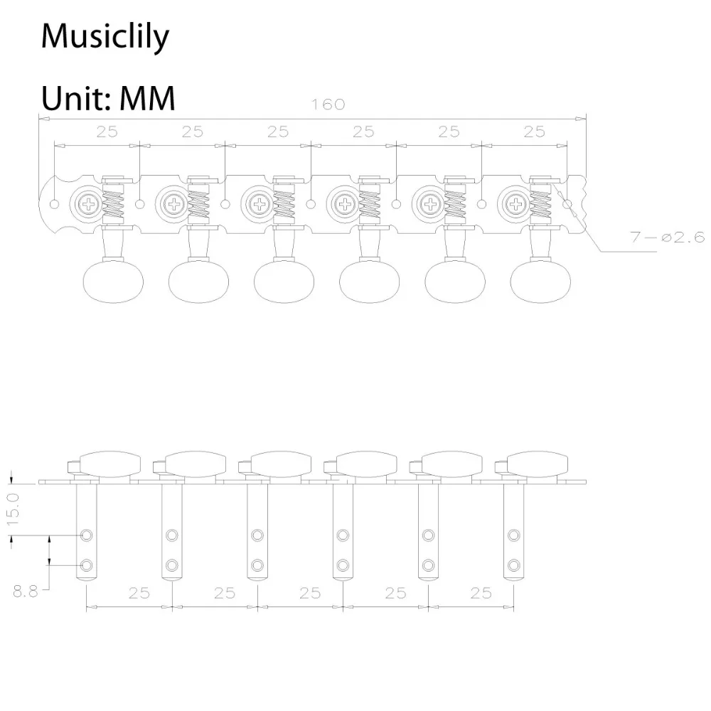 Musiclily 6 на пластине Гитарные тюнеры тюнинговые колышки ключи машинные головки для