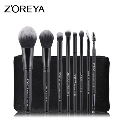 ZZ8 8pcs with bag ZOREYA набор кистей для макияжа 8 шт. кисти для макияжа с сумкой из искусственной кожи пудра Румяна Тени для век и другие кисти для глаз Новинка - Handle Color: ZZ8 8pcs with bag