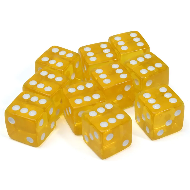 Прозрачные Акриловые игровые игральные кости 10 шт./лот 19 мм шестигранные