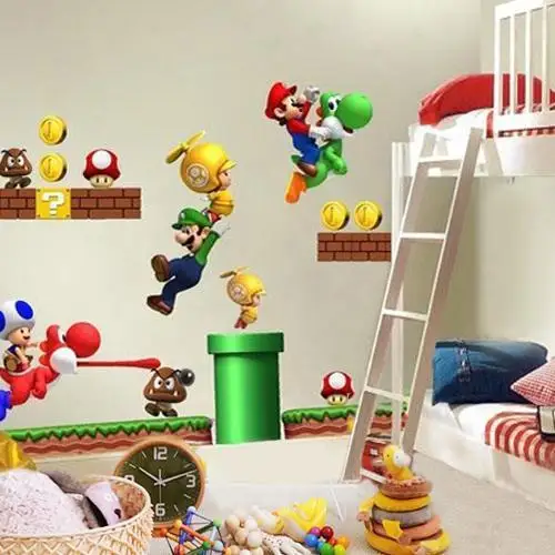 Горячее предложение Super Mario Bros настенные наклейки с росписью Стикеры детей Настенная Наклейка Винил Luzh