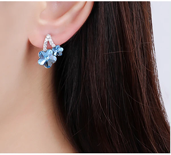 Серьги Warme Farben с кристаллами от Swarovski, женские 925 пробы серебряные серьги-гвоздики с цирконием и синими кристаллами