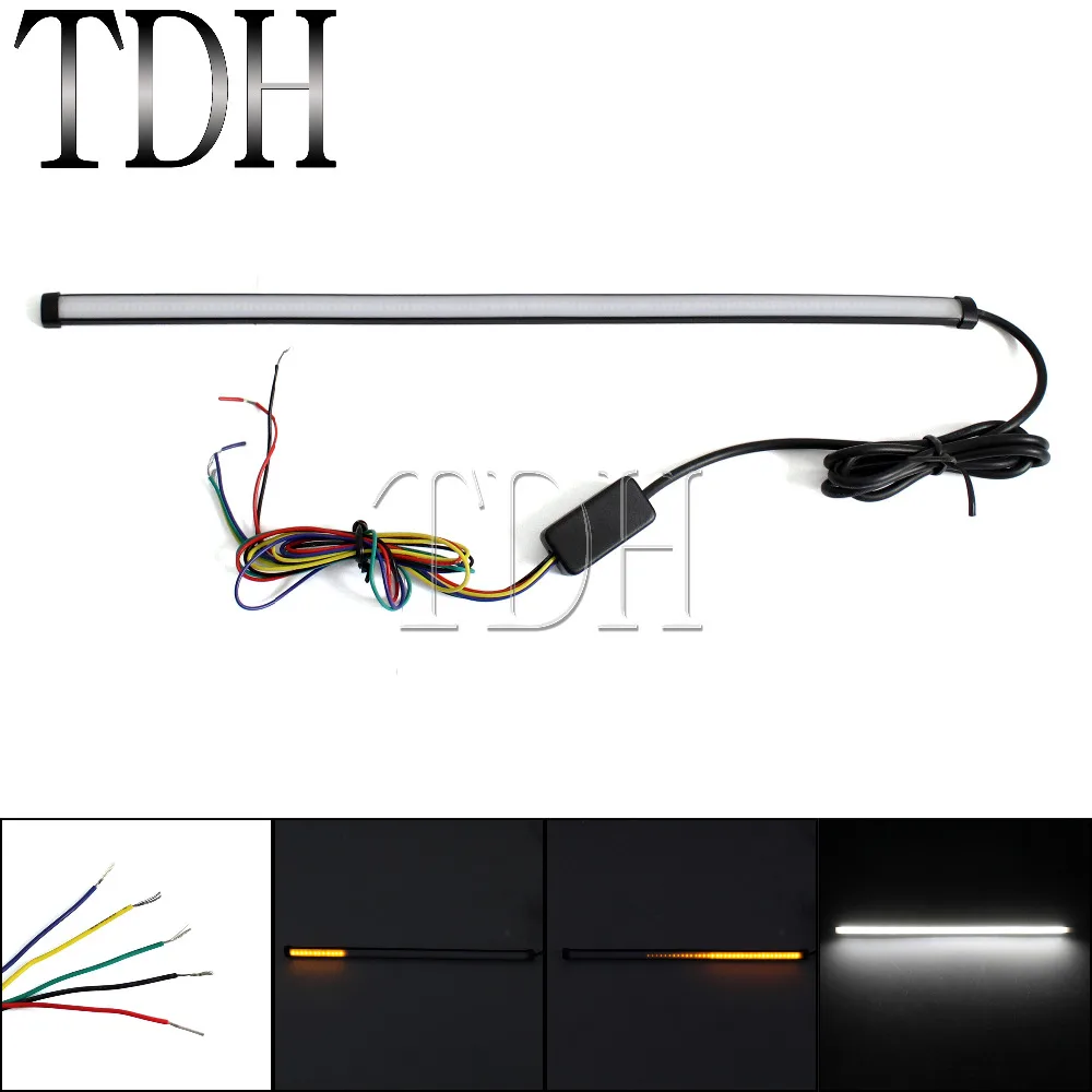 45 см бегущий белый Янтарный стробоскоп стоп-сигнал для мотоцикла светодиодная