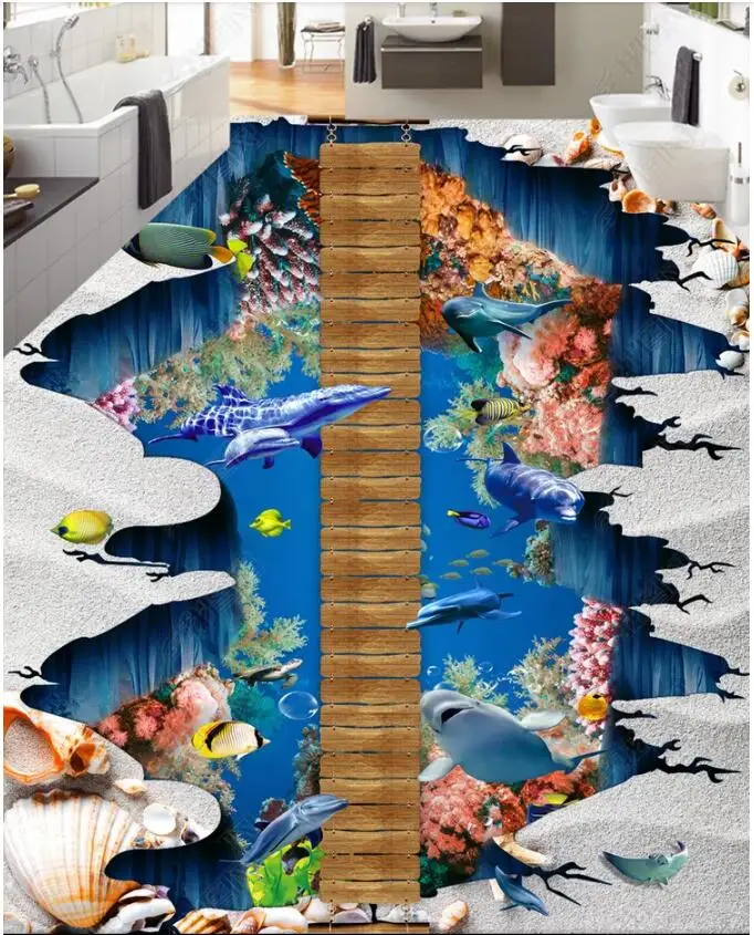 Пользовательские фото 3d полы ПВХ самоклеющиеся пол обои с изображением