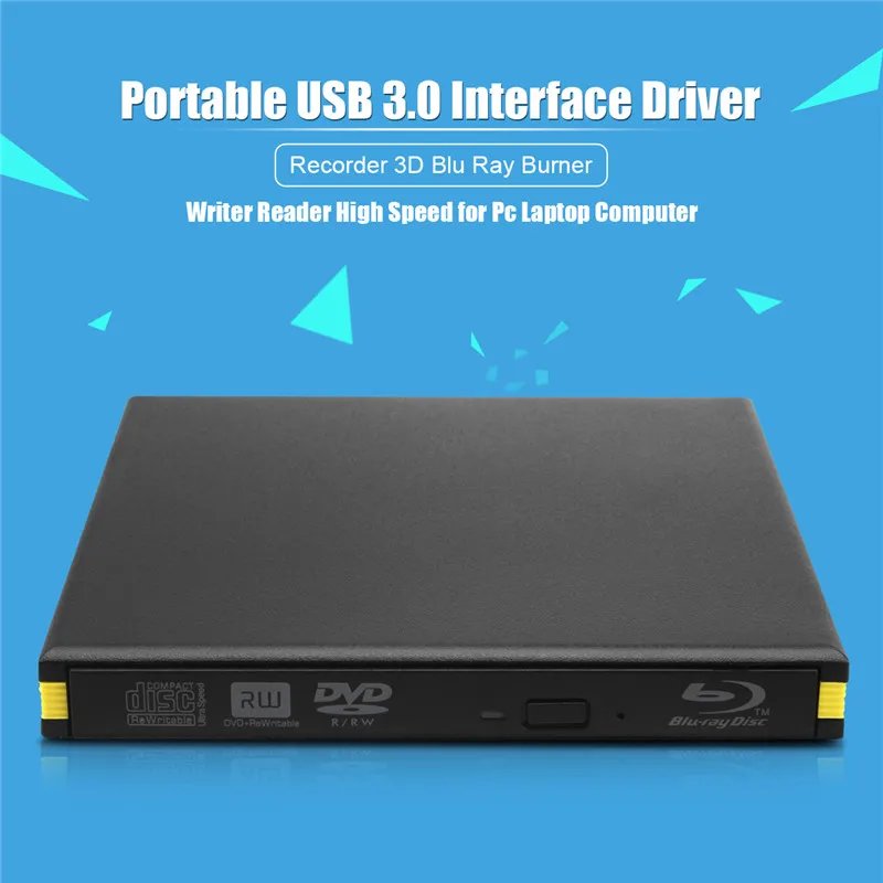 KuWFi USB 3 0 Blu-Ray привод горелки Внешний DVD рекордер писатель BD-RE +/-RW DVD-RAM 3D плеер для