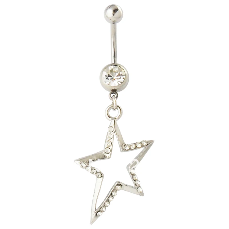 

5 шт/Лот Оптовая Продажа пятиконечная звезда болтающееся кольцо пупка Кольцо пирсинг ювелирные изделия