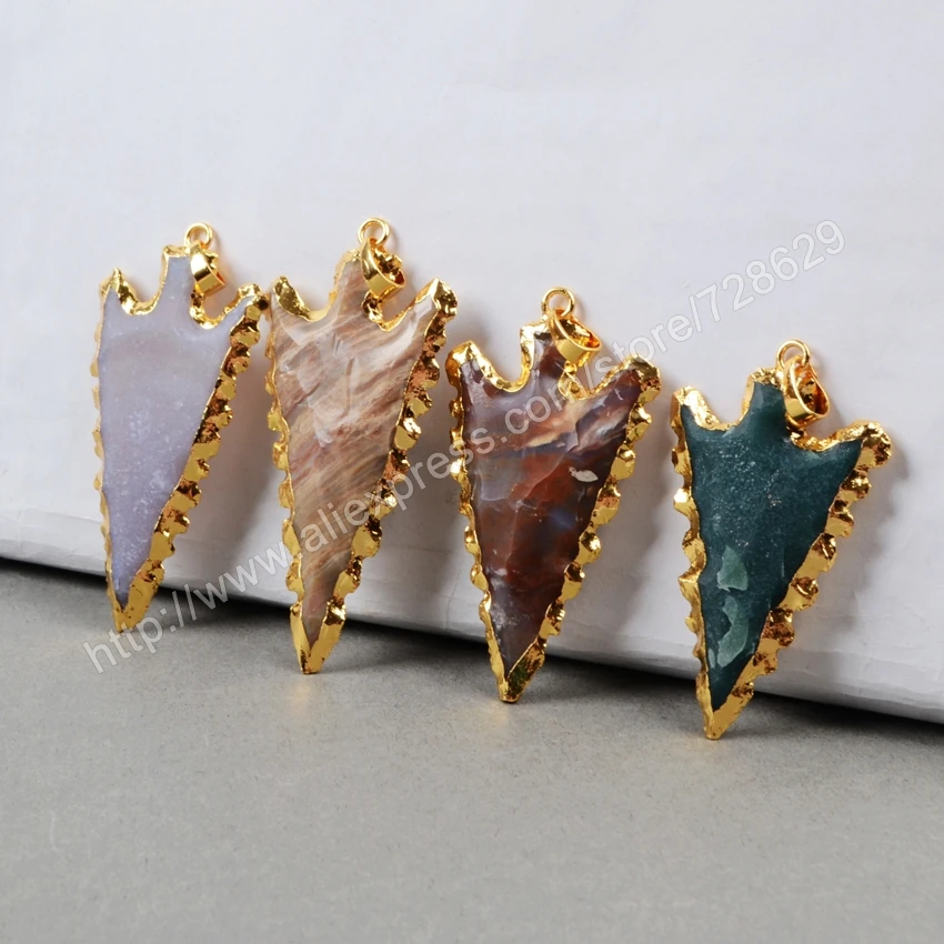 BOROSA 5 шт./лот Золото Цвет грубые натуральные драгоценные камни резной наконечник