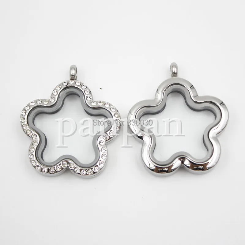 Carvort flower living locket with crystals 316L Stainless steel magnetic floating | Charms