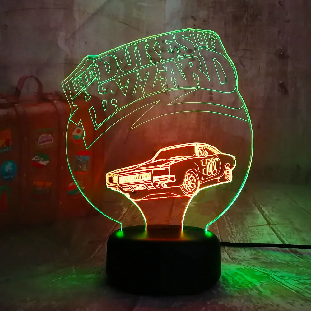Новинка 3D LED RGB Смешанные двойной Цвет хаззард автомобиля ночной Светильник для
