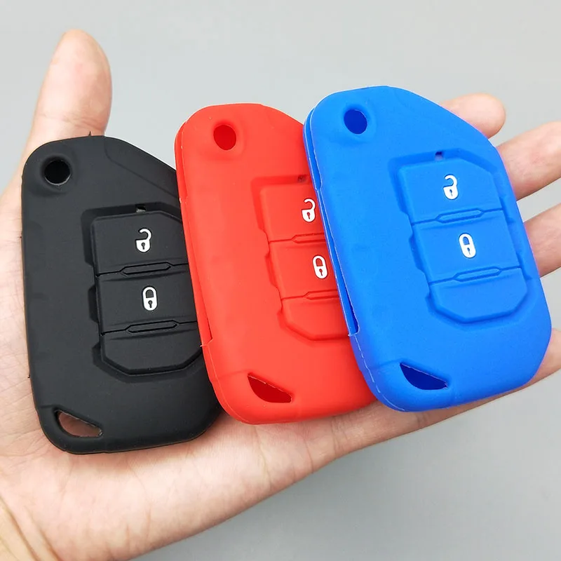 Защитный чехол для автомобильного ключа с 2 кнопками подходит Jeep 2018 2019 Wrangler JL JLU