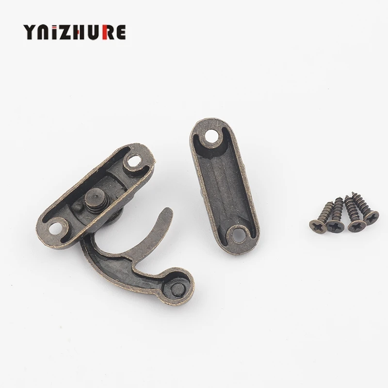 

2pcs Vintage Zinc Alloy Metal Lock Jewelry Box Gift Latches Clasp Hasp Purse Pad Chest Lock Antique Wooden Case Buckle 4 Holes