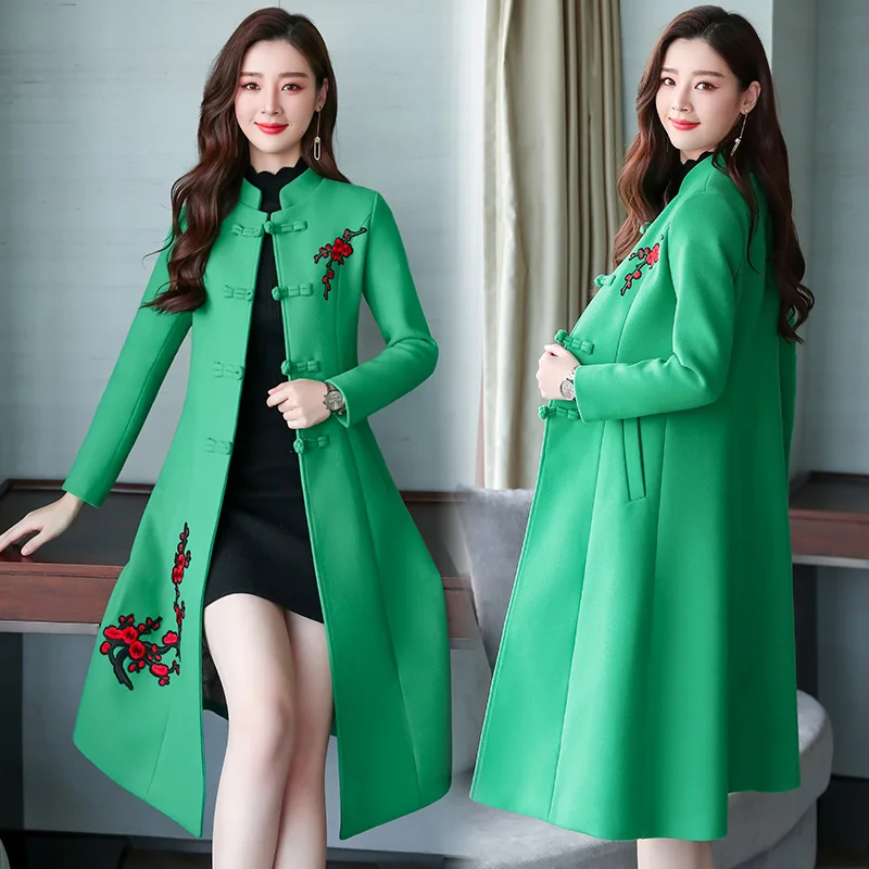 

Winter qipao style Costume Folk Style Improved Cheongsam Traditional Chinese Clothing Hanfu Long retro embroidery Tops
