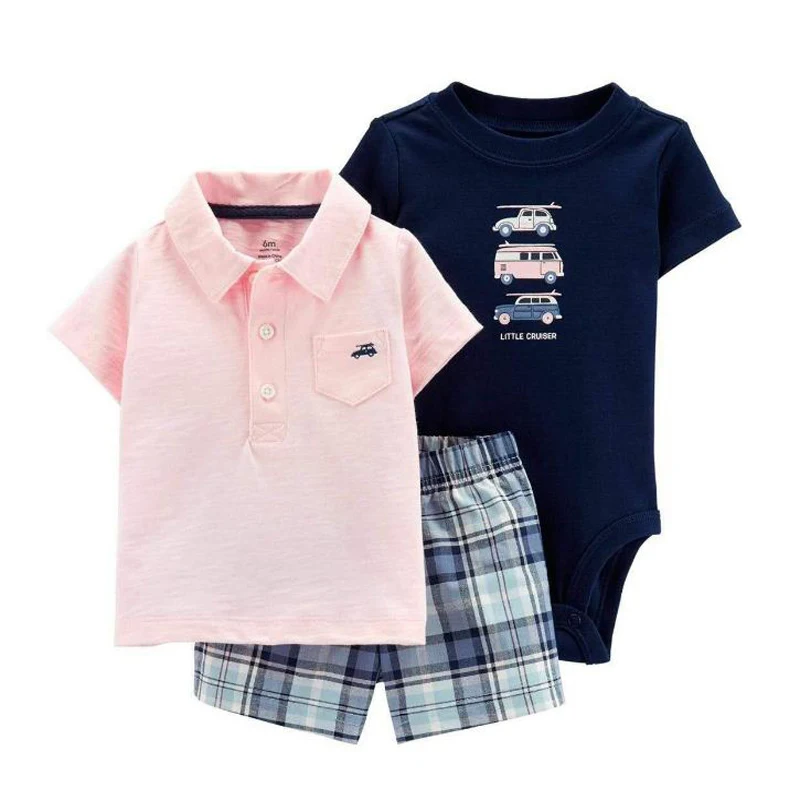 cartoon tshirt tops+bodysuit+shorts for baby boy clothes newborn set 2021 summer outfit new born clothing suit tracksuit costume |