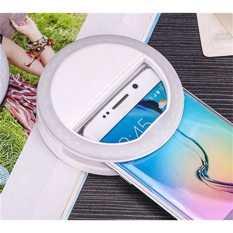 Universal Selfie LED Ring Flash Fill Light Clip Camera Enhancing Photography For IPhone Android Phone Pink White Black | Лампы и
