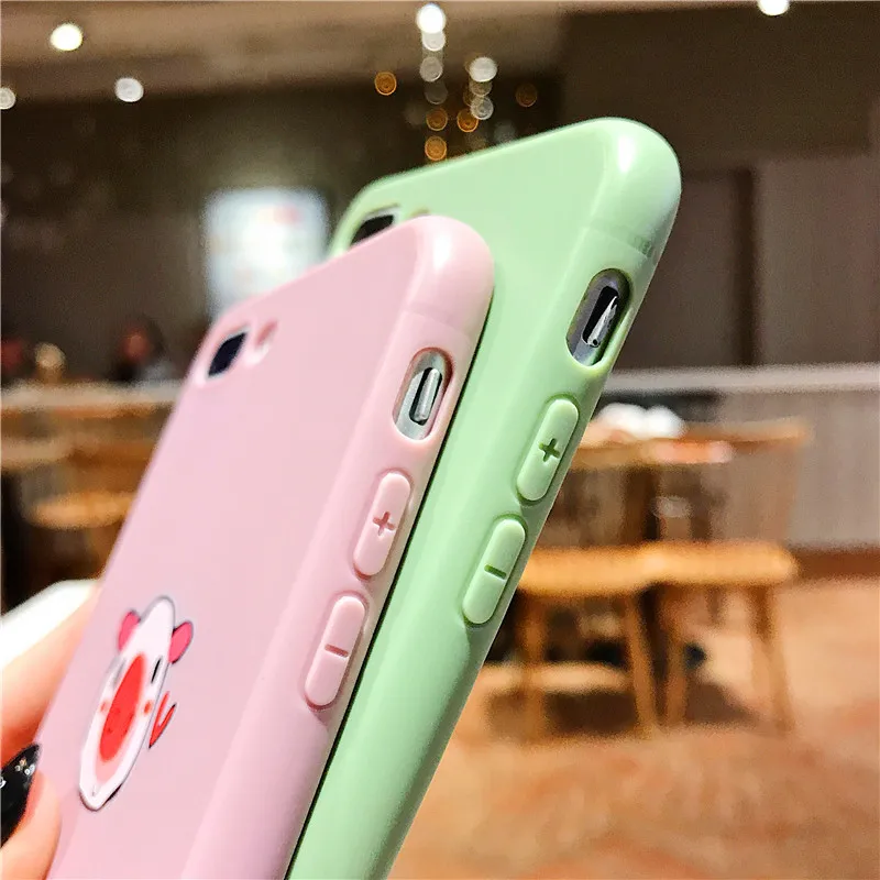 Lovely pig's head Phone Cases For iphone 6 6S 7 8 Plus case candy color Ultra Thin Soft Shell Cover X XR XS MAX cases |