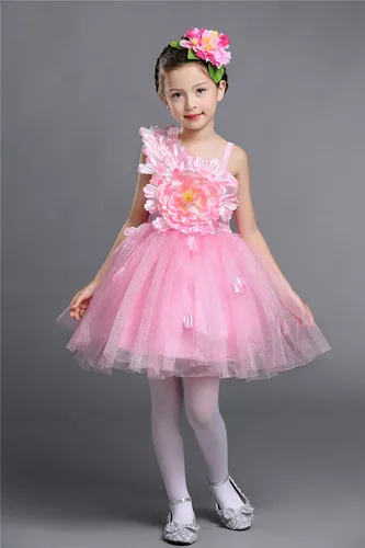 Pink peony Новое платье для танцев с блестками костюм с цветочным рисунком розовые платья принцессы для мальчиков и девочек лохматая газовая балетная пачка для латиноамериканских танцев, детский костюм для выступлений - Цвет: Pink peony