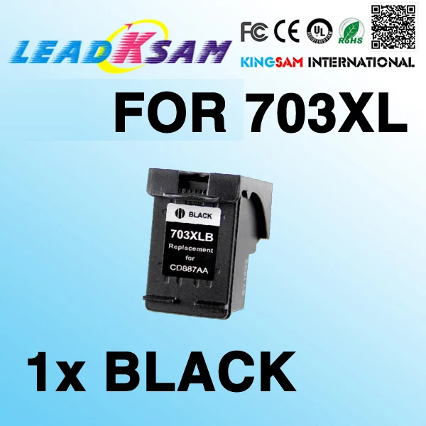 1 Картридж с черными чернилами совместимый hp703 703xl CD887AA D730 F735 K510a K109a k209a|ink