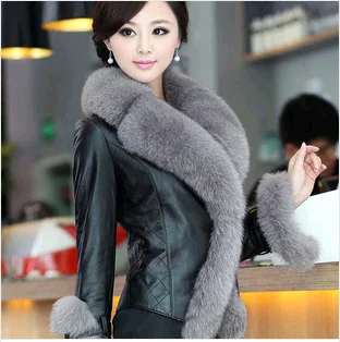(TopFurMall) Демисезонная женская тонкая короткая верхняя одежда с воротником из