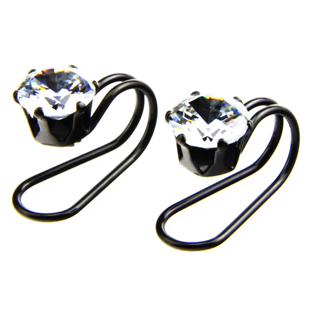 Кольцо клипса из хирургической стали с круглым цирконом 1 шт.|piercing jewelry|fake piercing