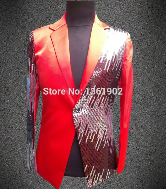 Блейзер большого размера для мужчин певец DJ официальное платье пайетка жениха