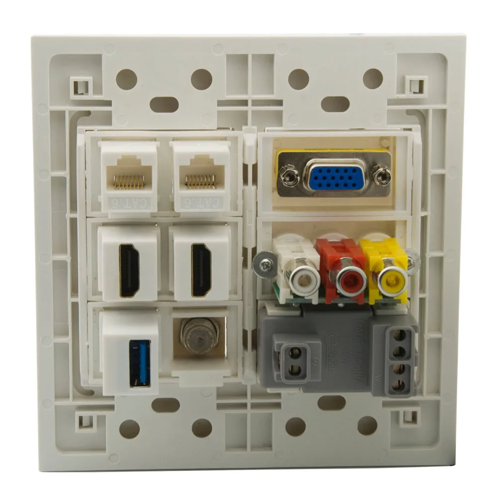 Настенная пластина на 2 комплекта с американским переменным током X HDMI CAT6 RJ45 VGA 3RCA