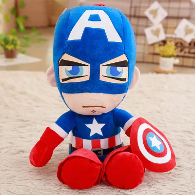 25-45 см Marvel Мстители 4 эндшпиль Капитан Америка Железный человек паук Плюшевые игрушки Мягкая кукла подарок на день рождения для детей мальчиков - Цвет: Черный