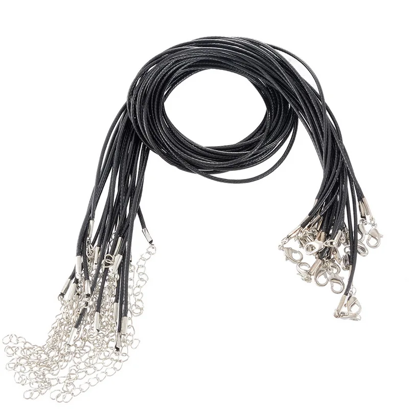 20PCs Lobster Clasp Black Waxen Cord Necklace 47cm(18-1/2&quot) 1.5mm High Quality For Jewelry Making DIY Accessories | Украшения и