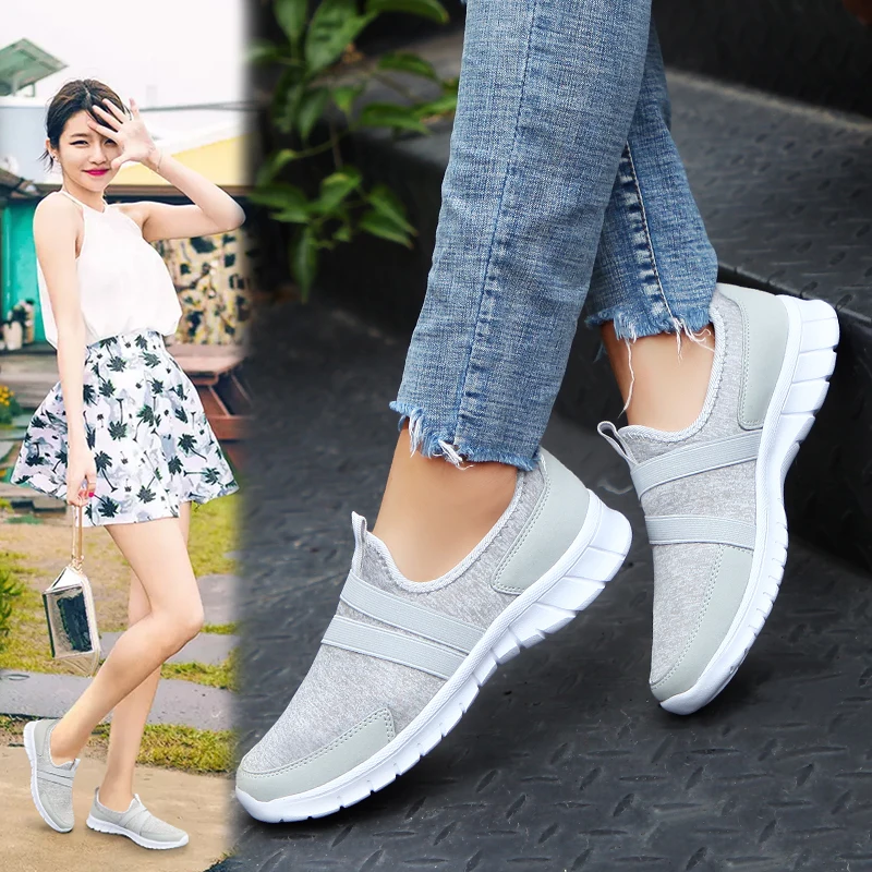 

Dropshipping Women Sneakers Tenis Casual Feminino Woman Casual Shoes Flats Slip on Splice Ladies Shoes Black Gray Blue Plus Size