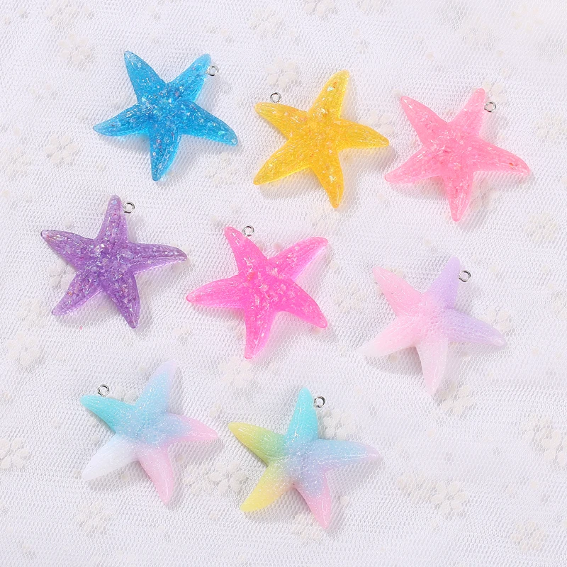 

12Pcs Starfish Charms Resin Pendant for Jewelry DIY Making 50MM