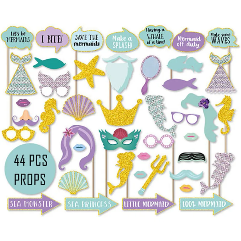 1 компл.. Русалка Photo Booth Реквизит для Baby Shower украшения день рождения