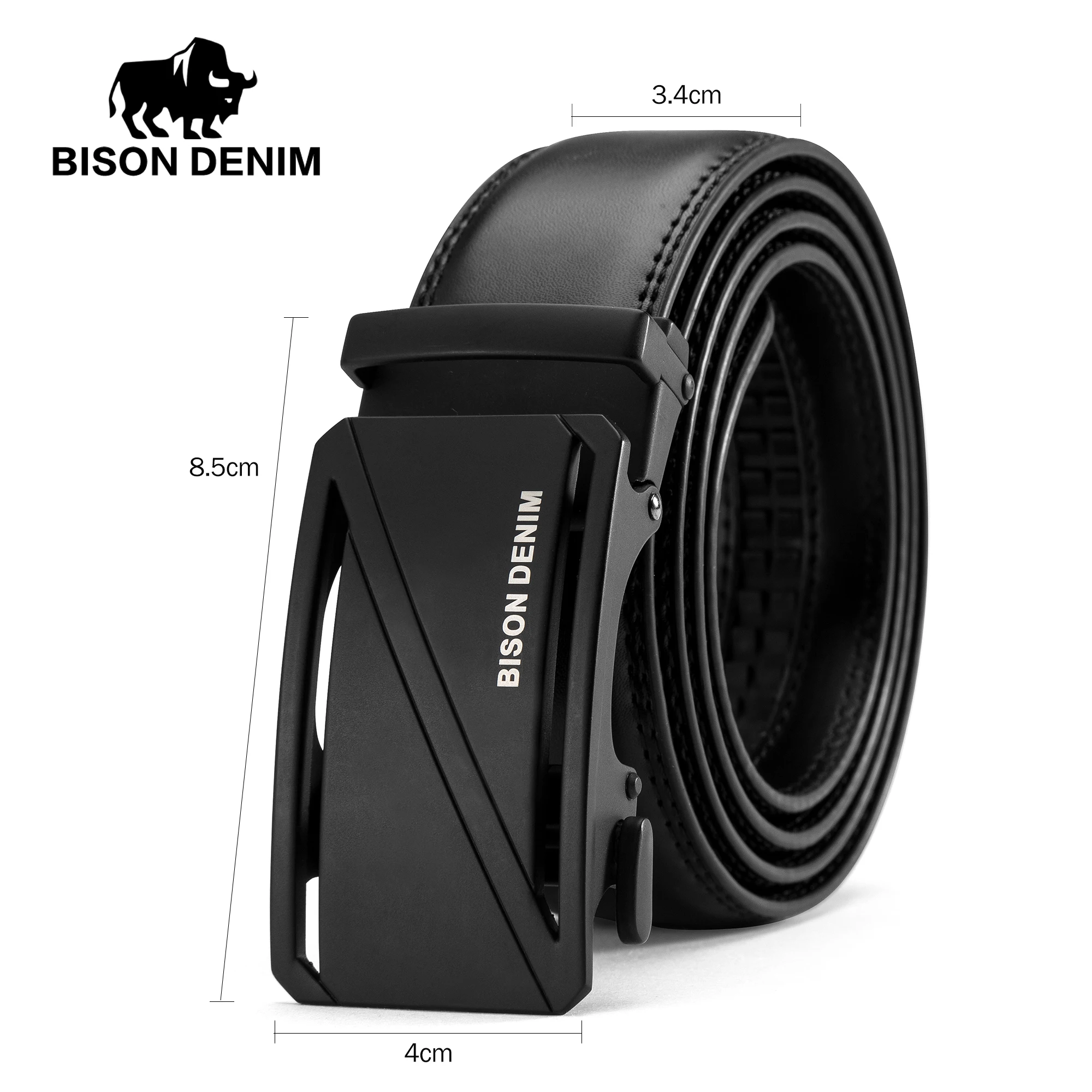 BISON DENIM Роскошный кожаный ремень мужской из натуральной кожи брендовые