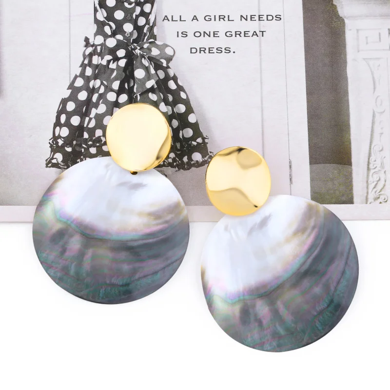 OCESRIO корейские большие серьги для женщин белые с натуральным корпусом золотые mujer