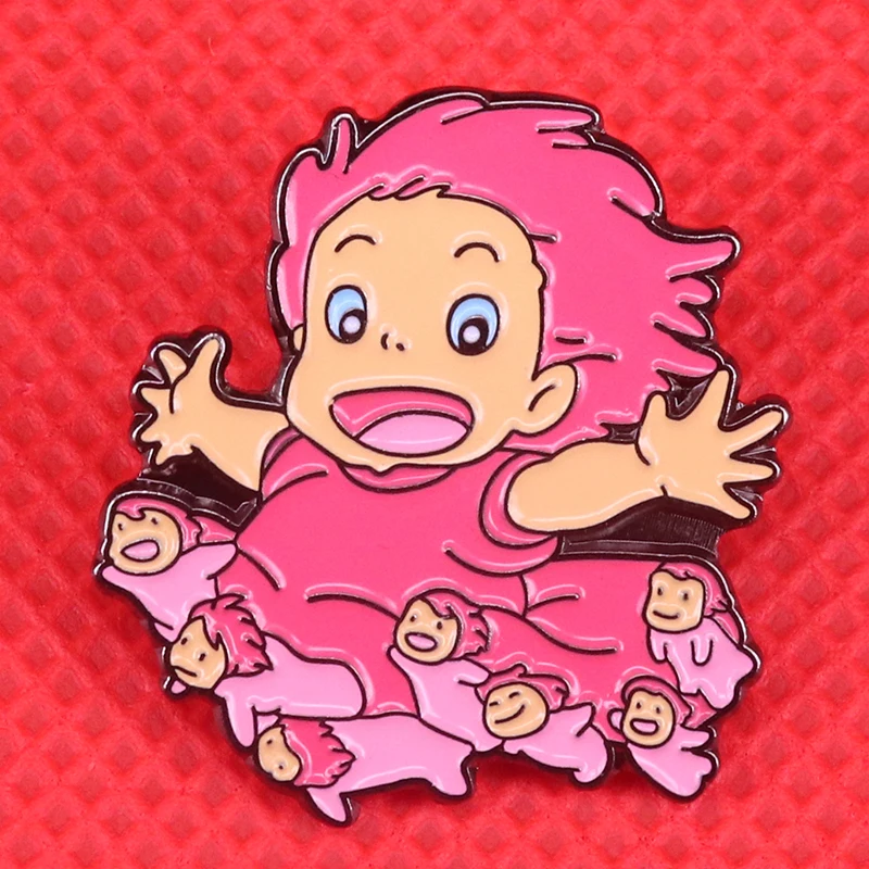 Эмалированная булавка Ponyo and her sisters, милая Золотая рыбка, брошь для девочек, океанская эмблема Рыбка, аниме ювелирные изделия, Хаяо Миядзаки, подарок для фанатов