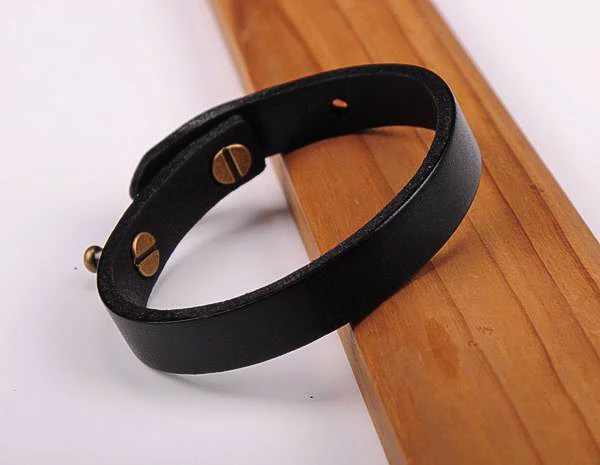 Простой стильный черный браслет G370 из натуральной кожи унисекс Новинка - купить