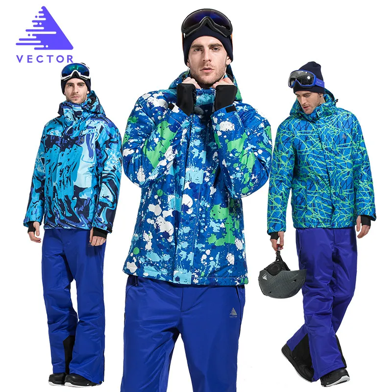 VECTOR Ski Suit Men Windproof Waterproof Skiing Jacket and Pants Warm Winter Outdoor Snow Snowboard Set Brand HXF70012 | Спорт и
