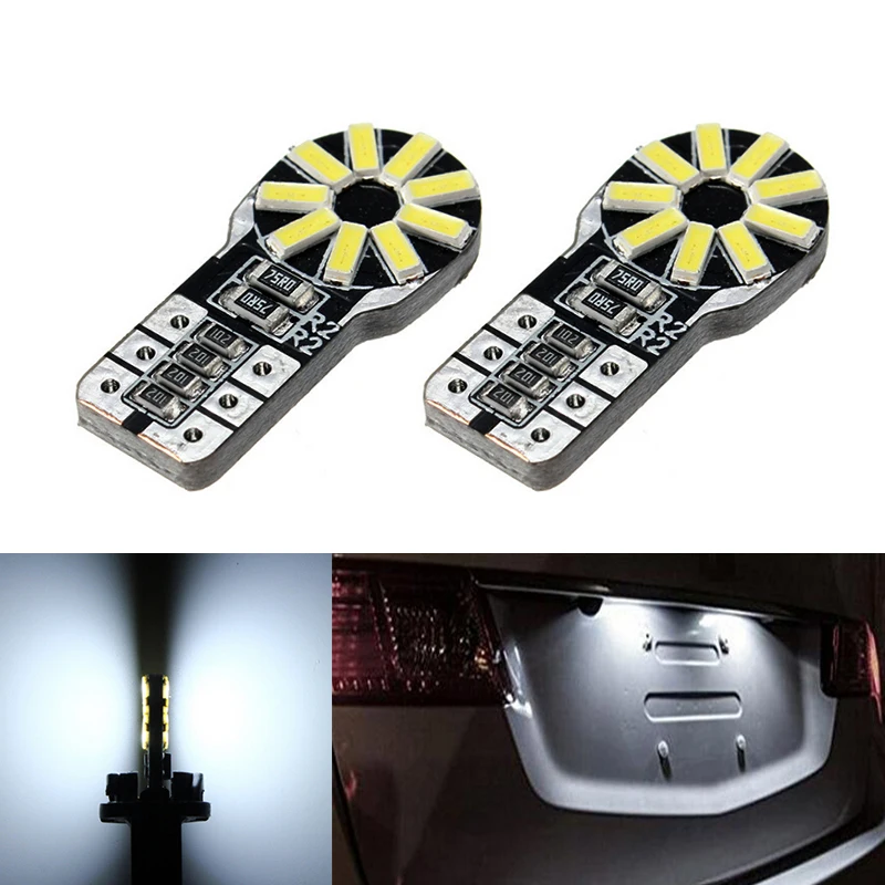 2x Автомобильные светодиодные лампы T10 3014 SMD 12 В подсветка номерного знака для