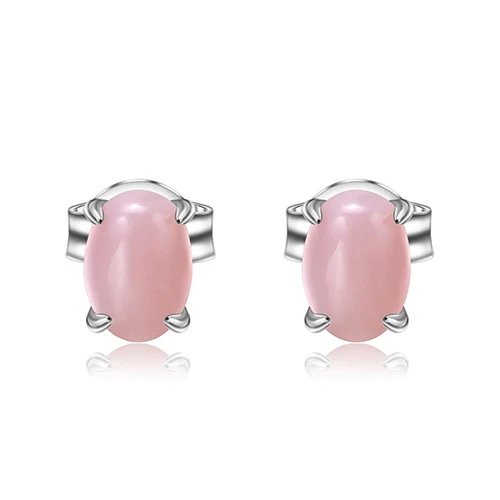 Silver Color GEM'S балетные серьги с натуральным розовым опалом и драгоценным камнем, 925 пробы серебряные серьги-гвоздики ручной работы для женщин, хорошее ювелирное изделие - Цвет камня: Silver Color