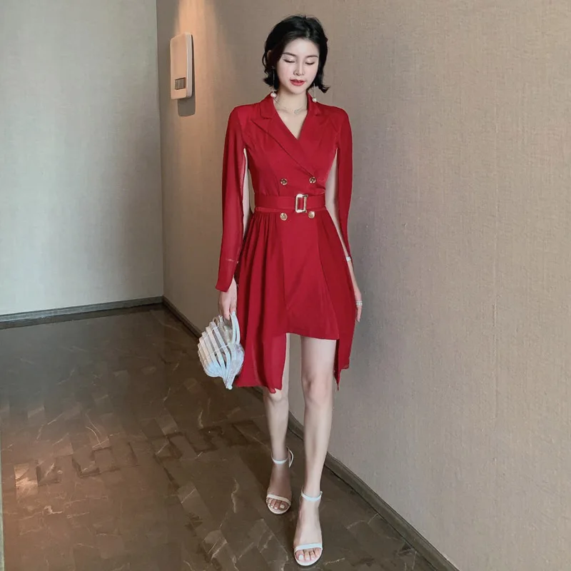 New Summer Notched Collar Elegant High Quality Women Dress Chiffon Patchwork Dresses Office Sexy Party Vintage Vestidos | Женская одежда