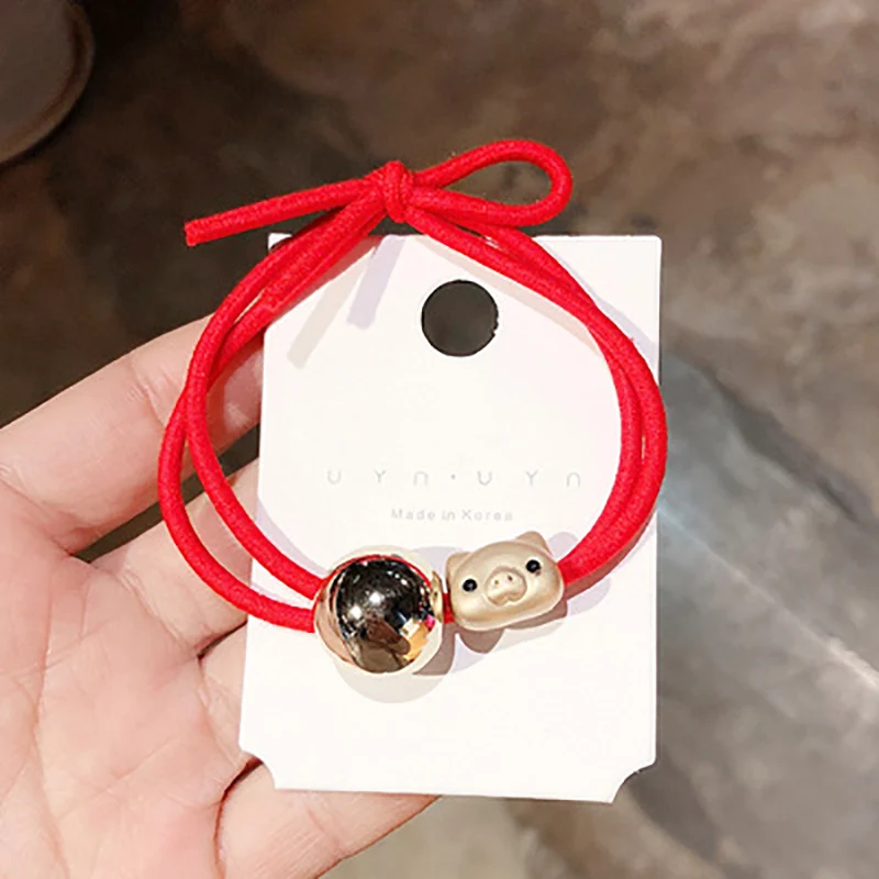 Baby Girl Ball Cartoon Animal Elastic Headbands Holiday Party Hair Band Headwear Accessories Good Luck Red Rope Wristband 13 | Детская