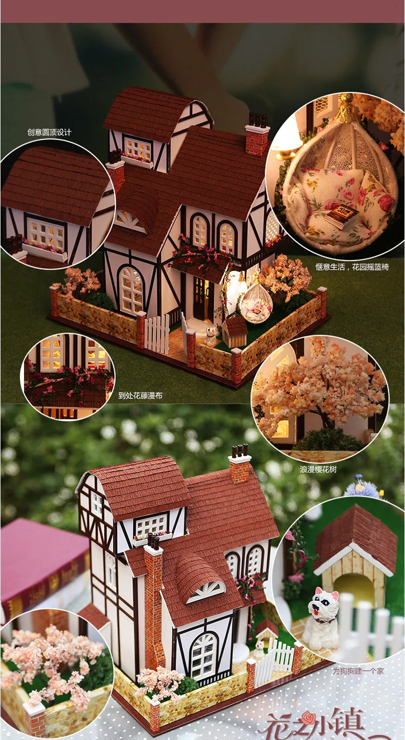 DIY деревянный дом Miniaturas с мебели DIY Миниатюрные домики кукольный домик игрушки для детей подарок на Рождество и день рождения K13